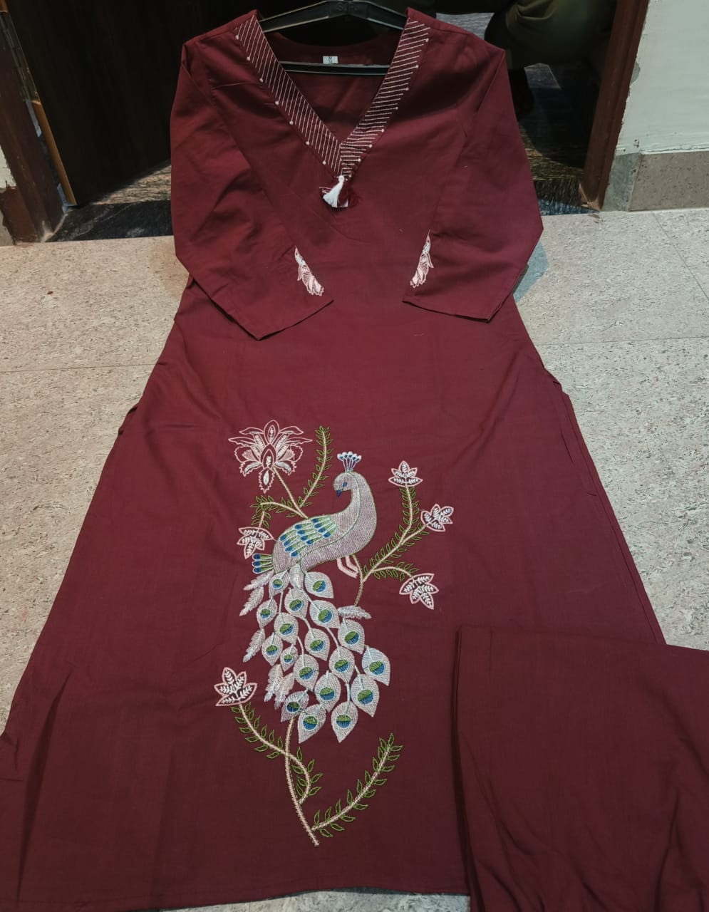 Women Blue Cotton Kurti Set