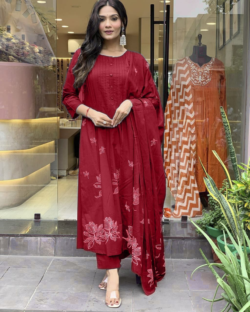 Festive Grace Pintex Cotton Kurta Set