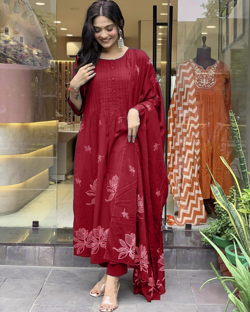 Festive Grace Pintex Cotton Kurta Set