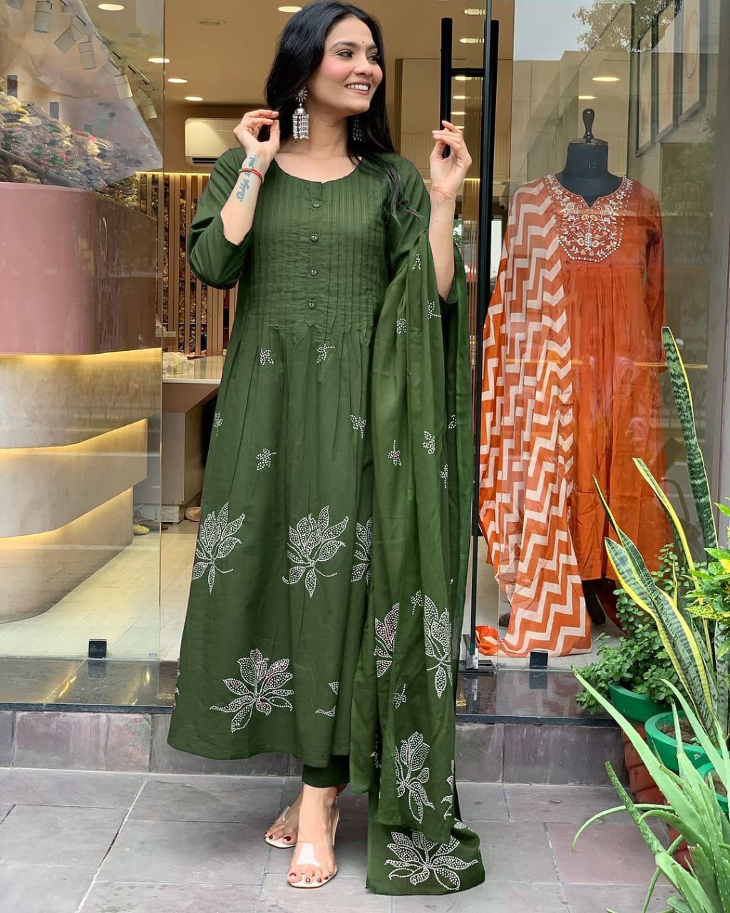 Festive Grace Pintex Cotton Kurta Set