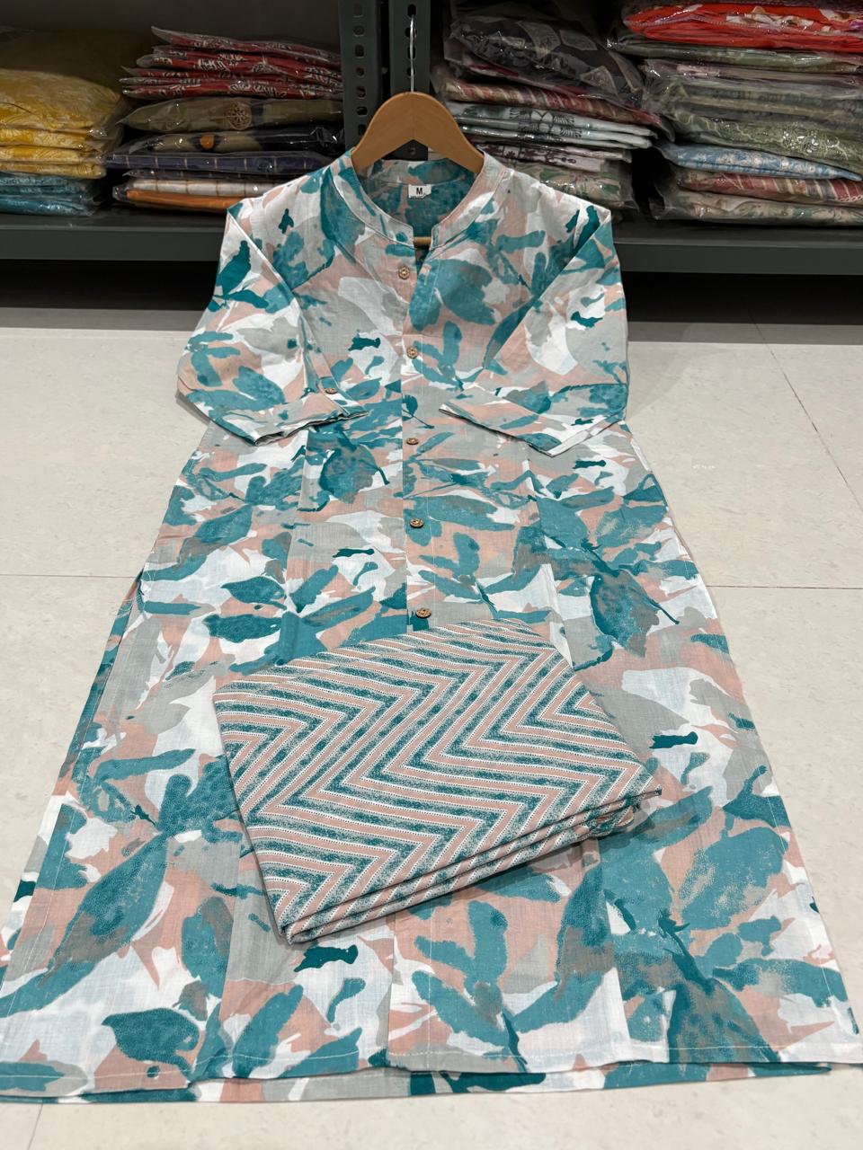 Blush Leaf Cotton Kurta Set