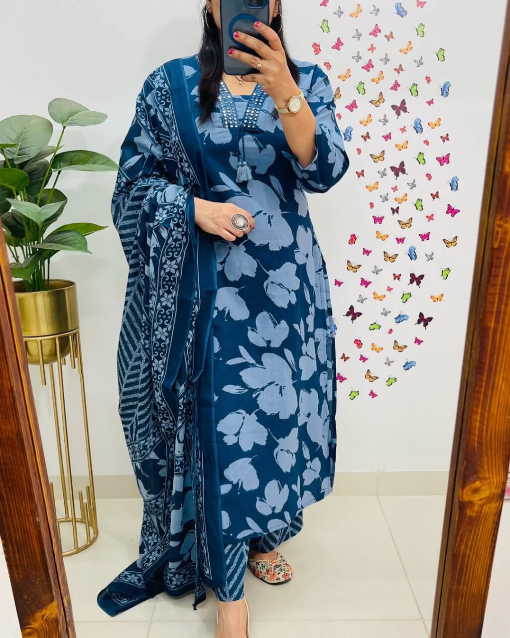Mughal Bloom Fusion Cotton Suit Set