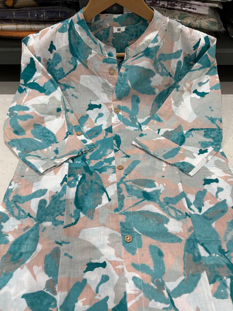 Blush Leaf Cotton Kurta Set