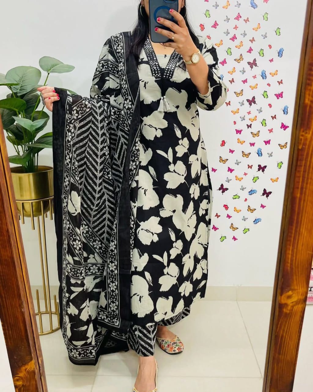 Mughal Bloom Fusion Cotton Suit Set