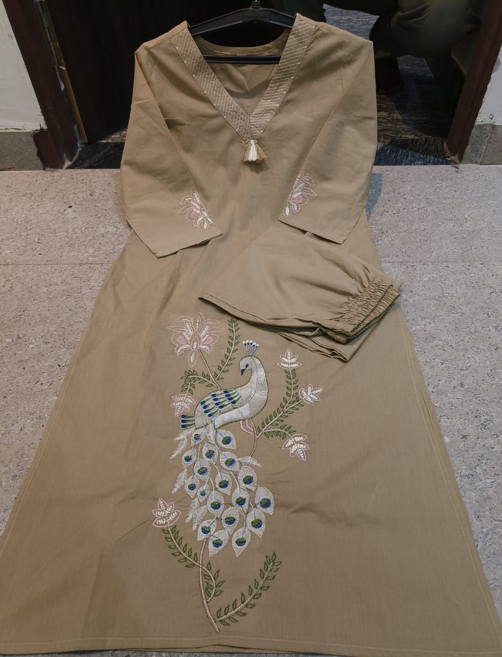 Women Blue Cotton Kurti Set