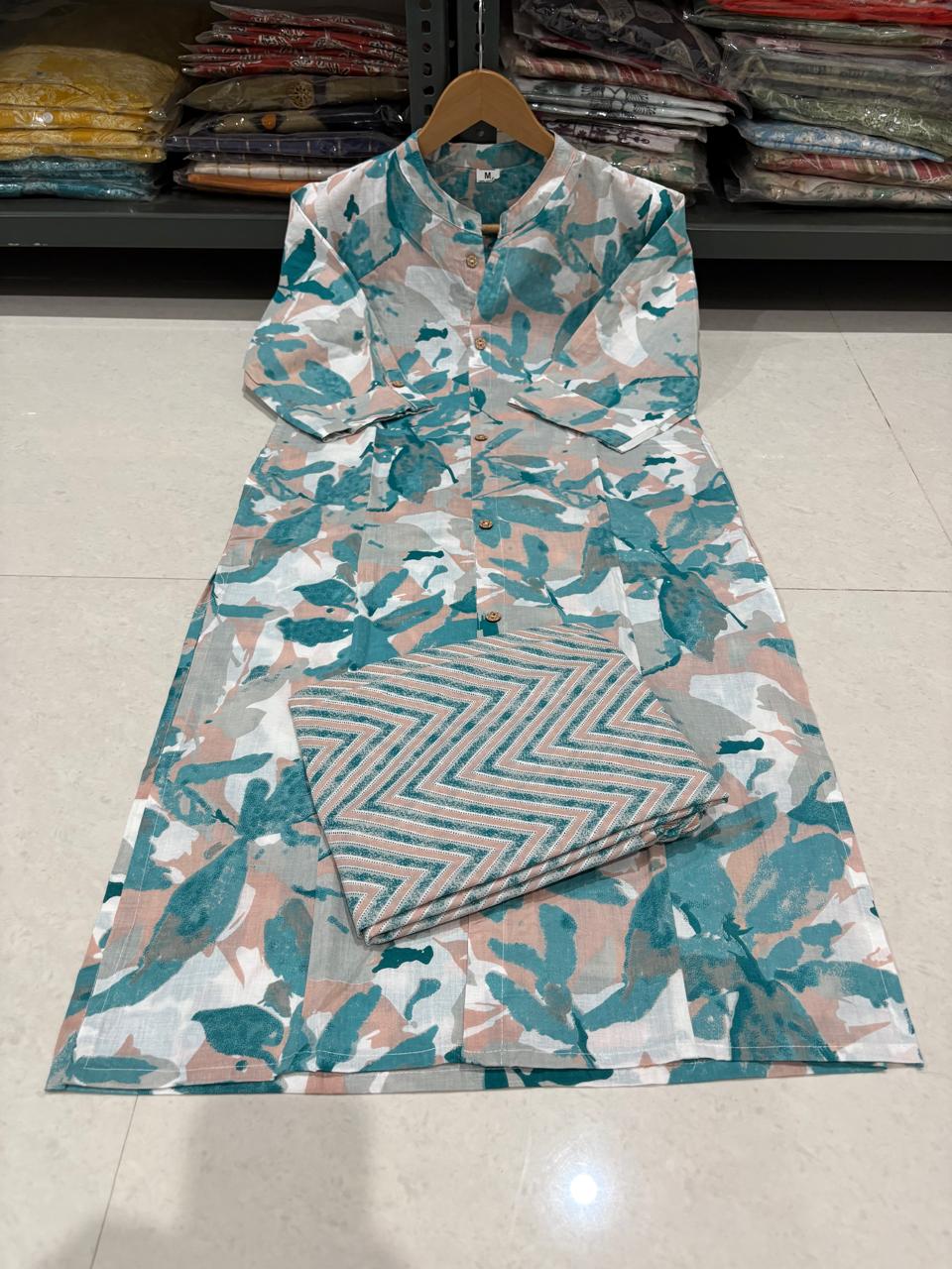 Blush Leaf Cotton Kurta Set