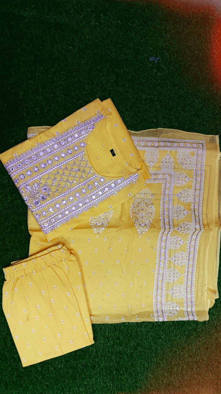 Summer Bloom Mirror Work Kurta Set