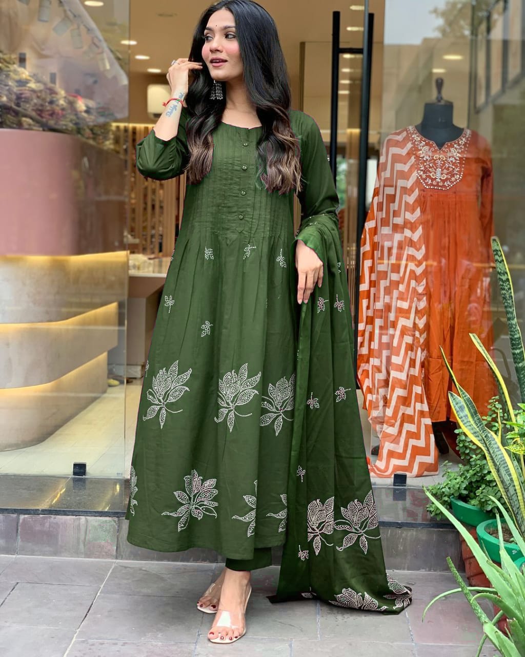 Festive Grace Pintex Cotton Kurta Set