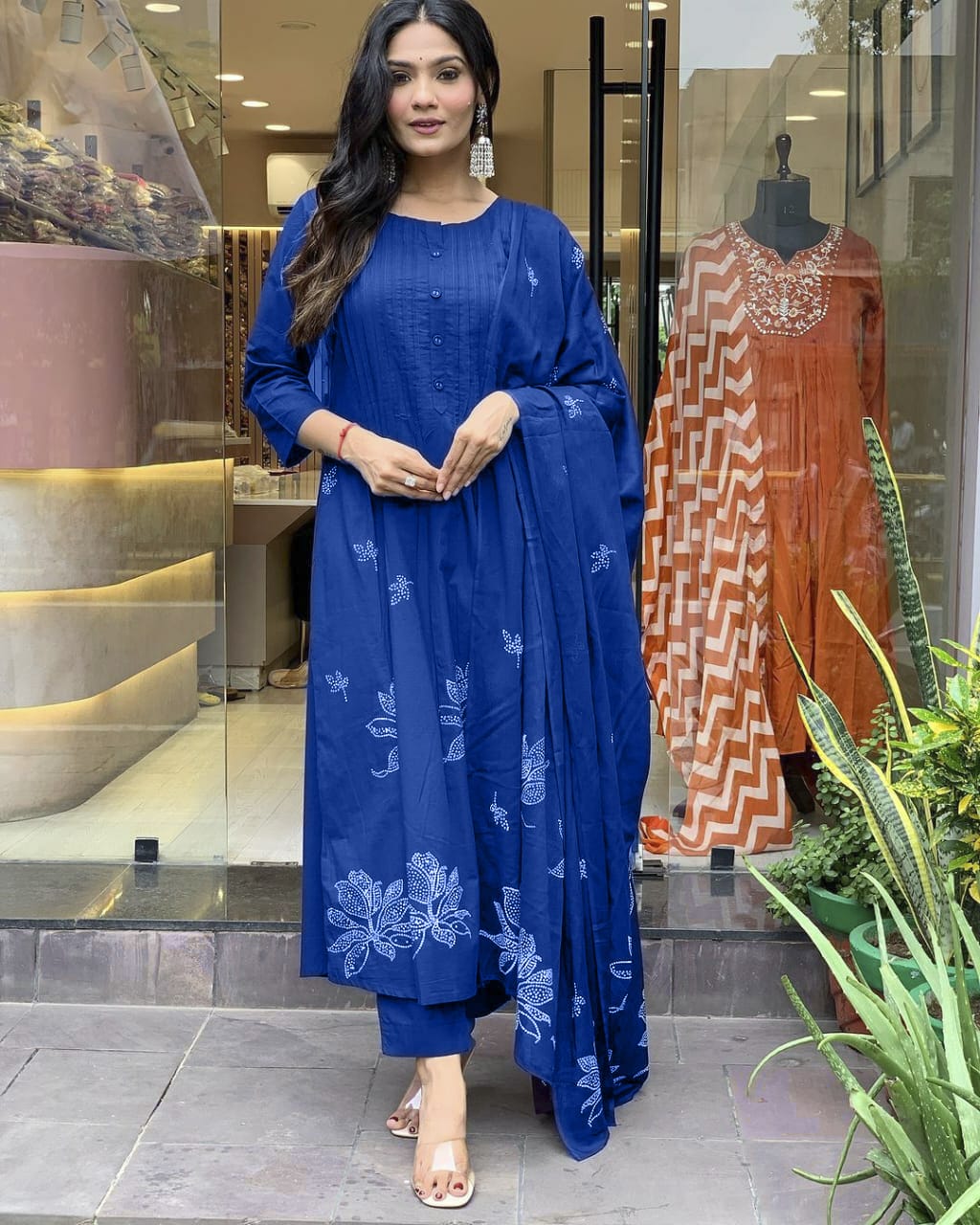 Festive Grace Pintex Cotton Kurta Set