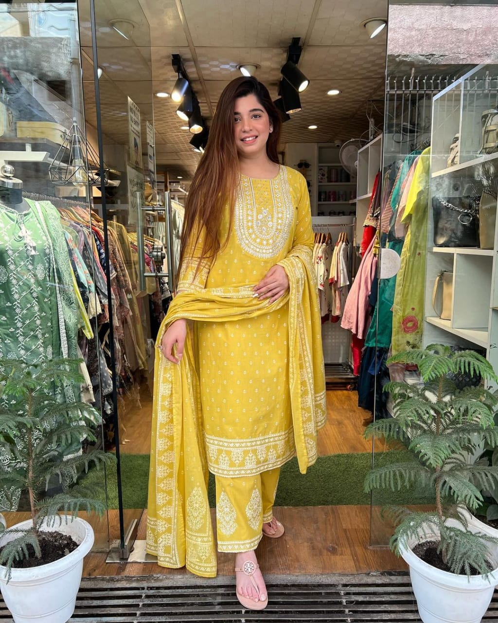 Summer Bloom Mirror Work Kurta Set