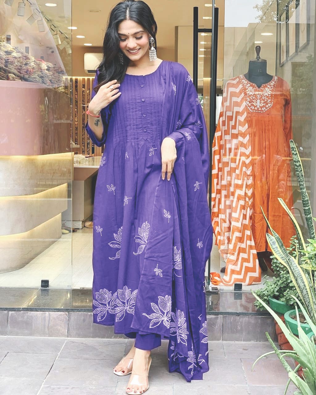 Festive Grace Pintex Cotton Kurta Set